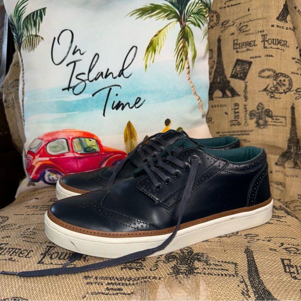 Ted Baker Livor 2 Leather Fashion Sneaker In Navy Blue Size 11